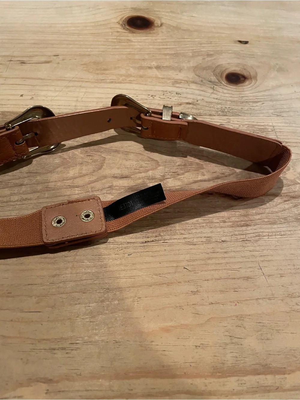 Brown Gold Embossed Double Buckle Belt equestrian Western Rodeo M L